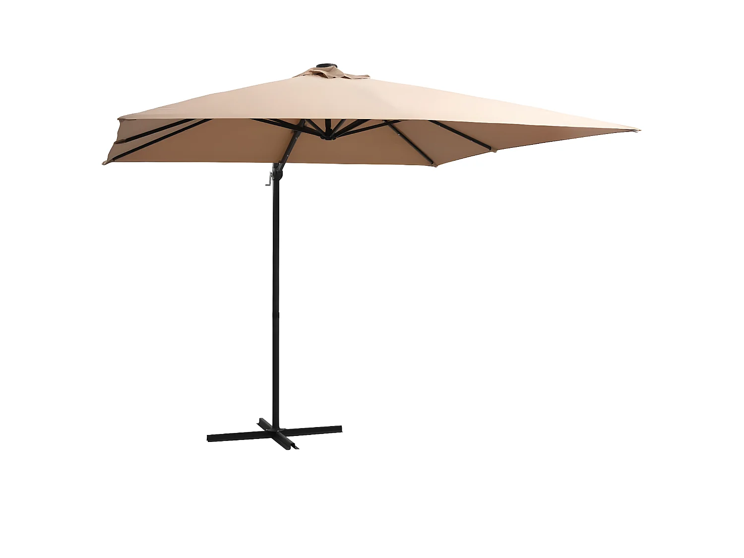 Sombrilla voladiza con luces LED y poste acero taupe 250x250 cm