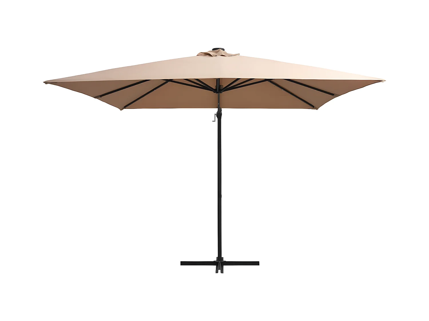 Parasol déporté avec LED et mât en acier 250x250 cm Taupe