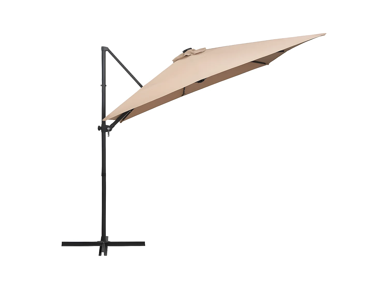 Parasol déporté avec LED et mât en acier 250x250 cm Taupe