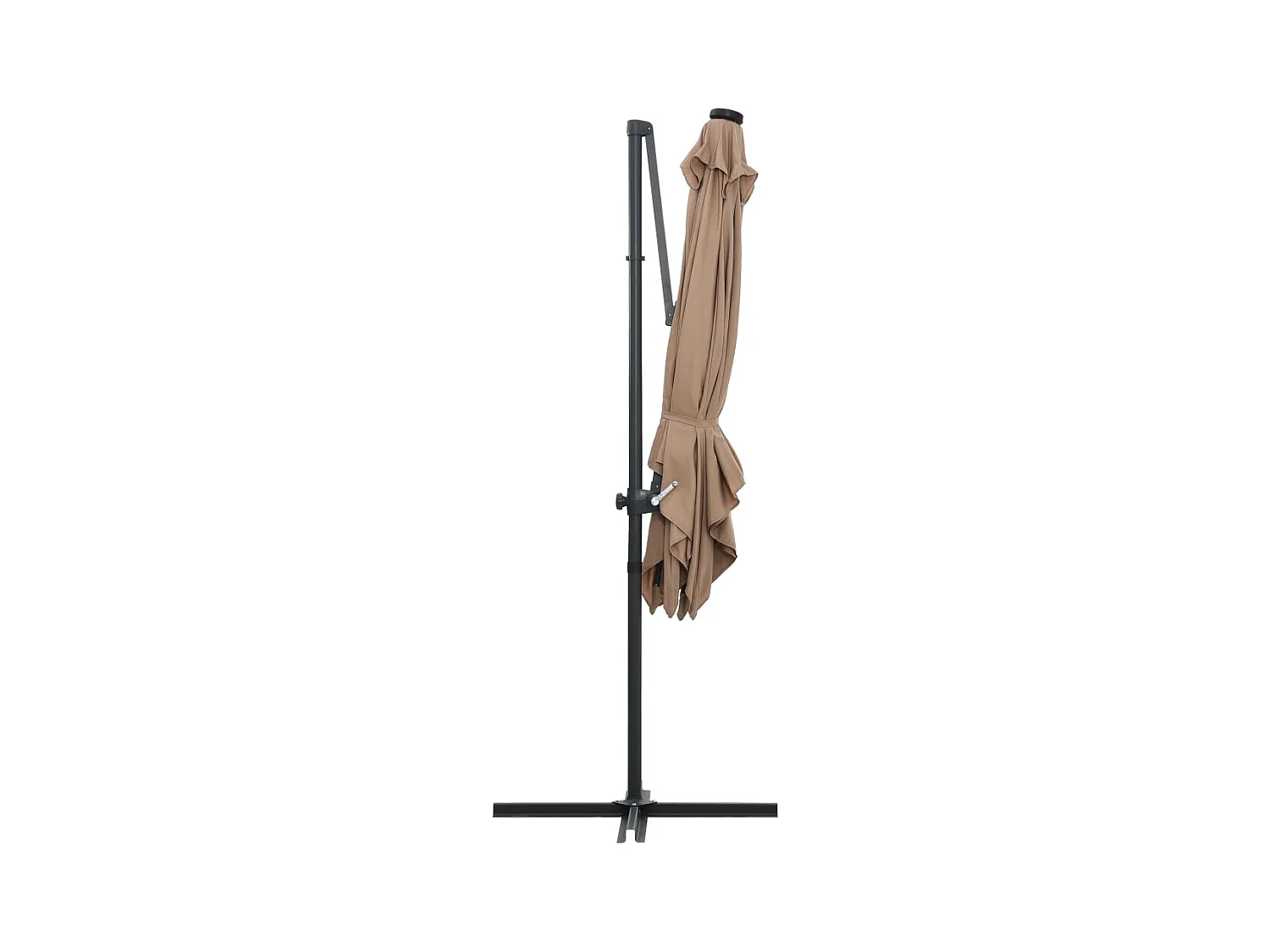 Parasol déporté avec LED et mât en acier 250x250 cm Taupe