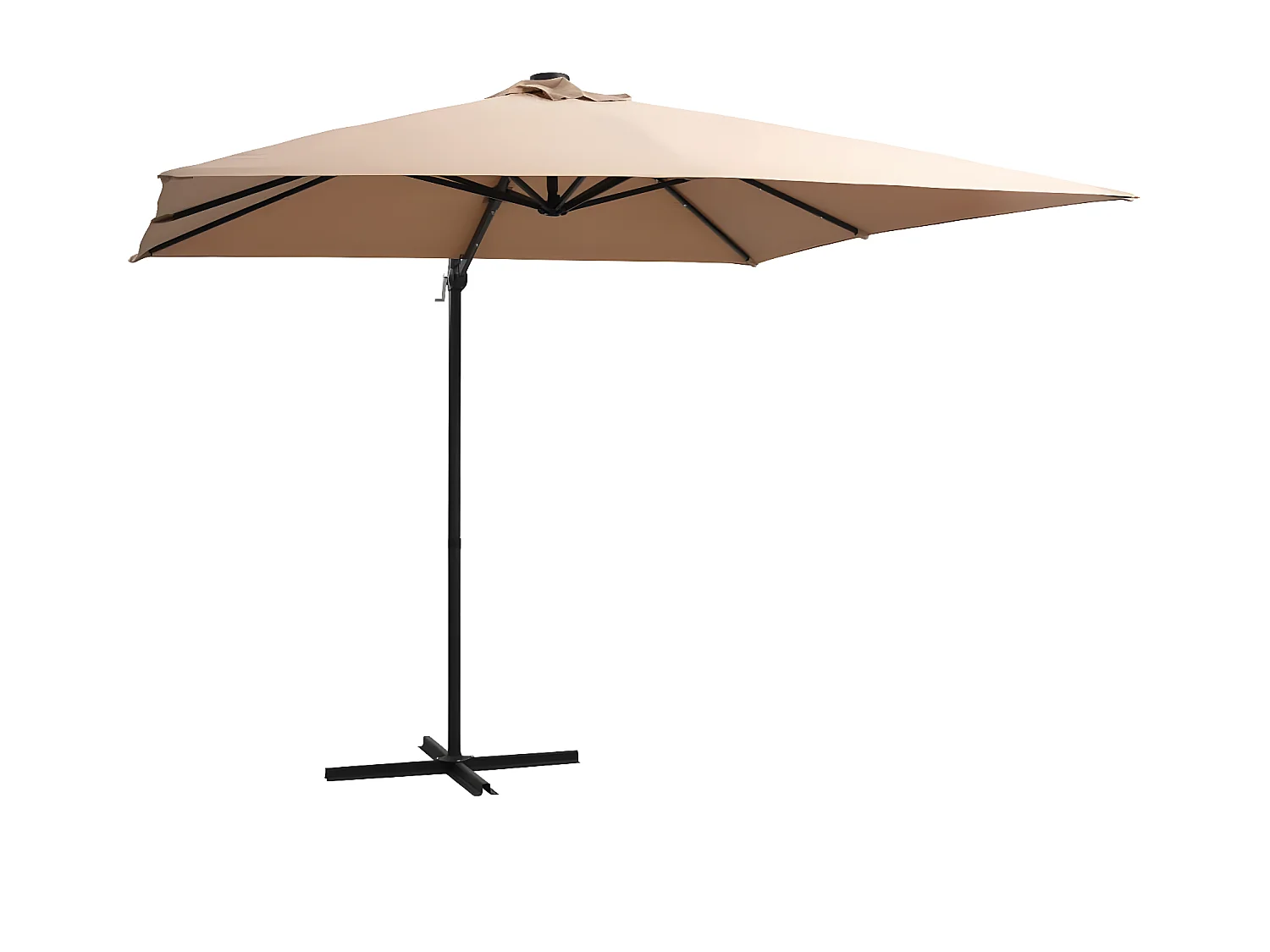Sombrilla voladiza con luces LED y poste acero taupe 250x250 cm