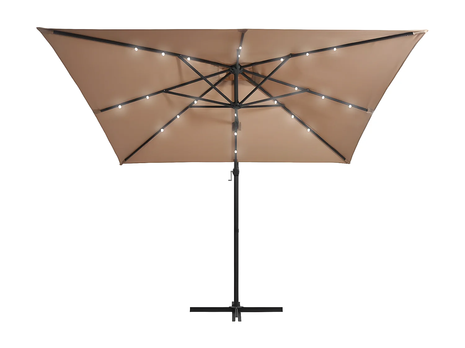Sombrilla voladiza con luces LED y poste acero taupe 250x250 cm