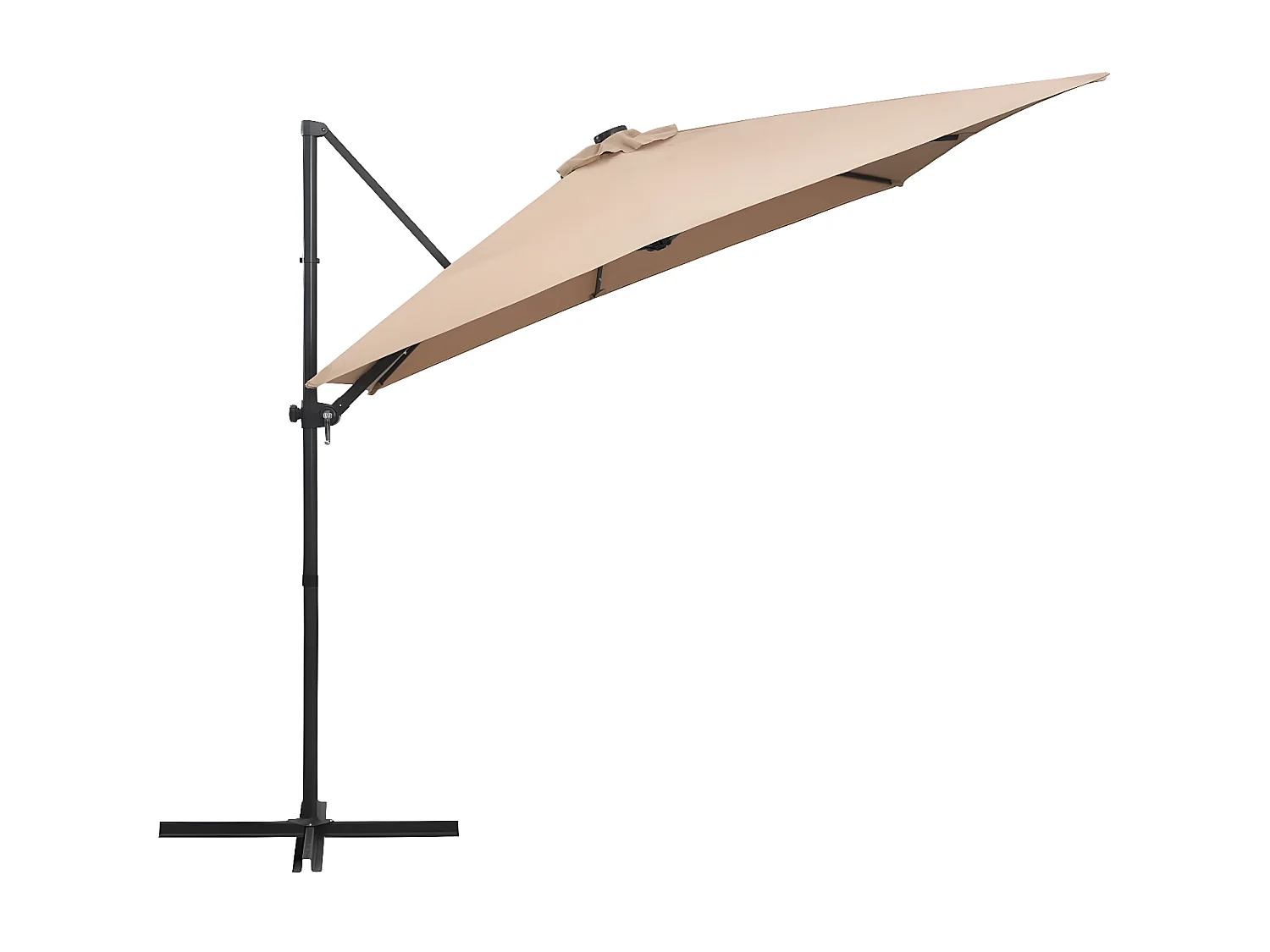 Sombrilla voladiza con luces LED y poste acero taupe 250x250 cm