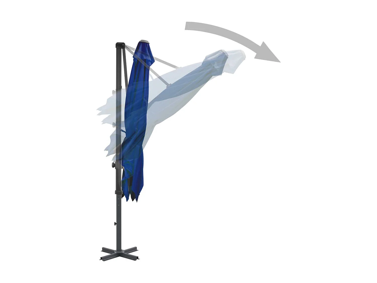 Parasol déporté et mât en aluminium Bleu azuré 250x250 cm