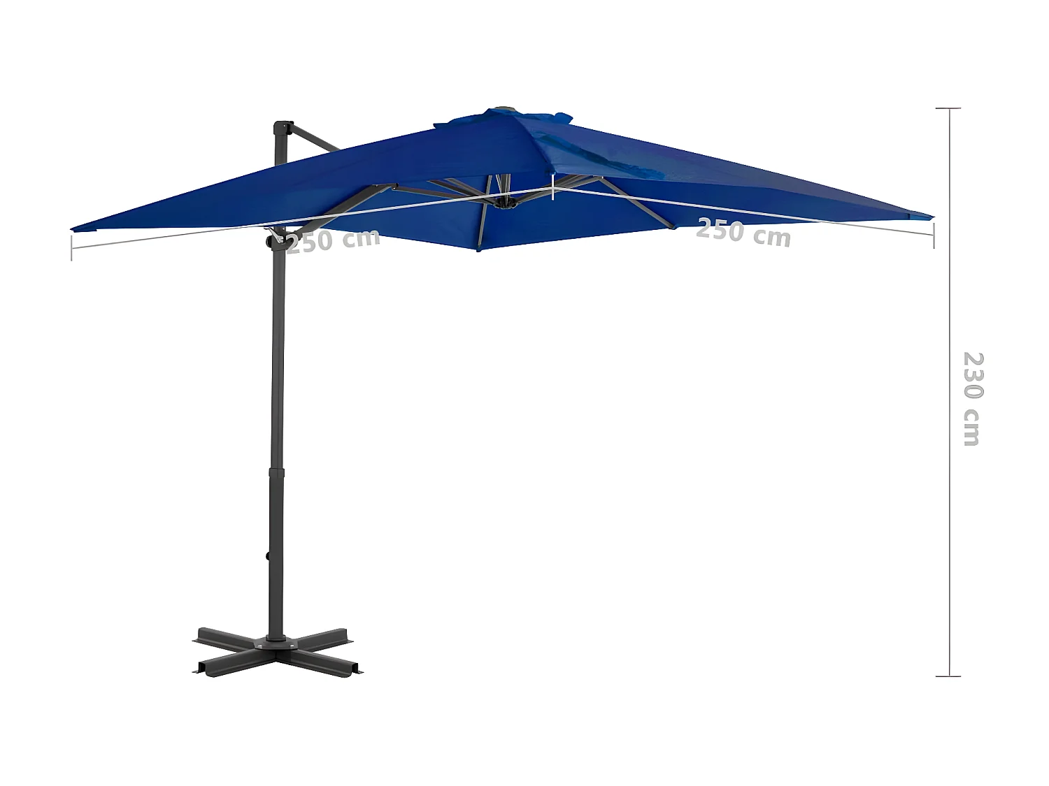 Zweefparasol met aluminium paal 250x250 cm azuurblauw