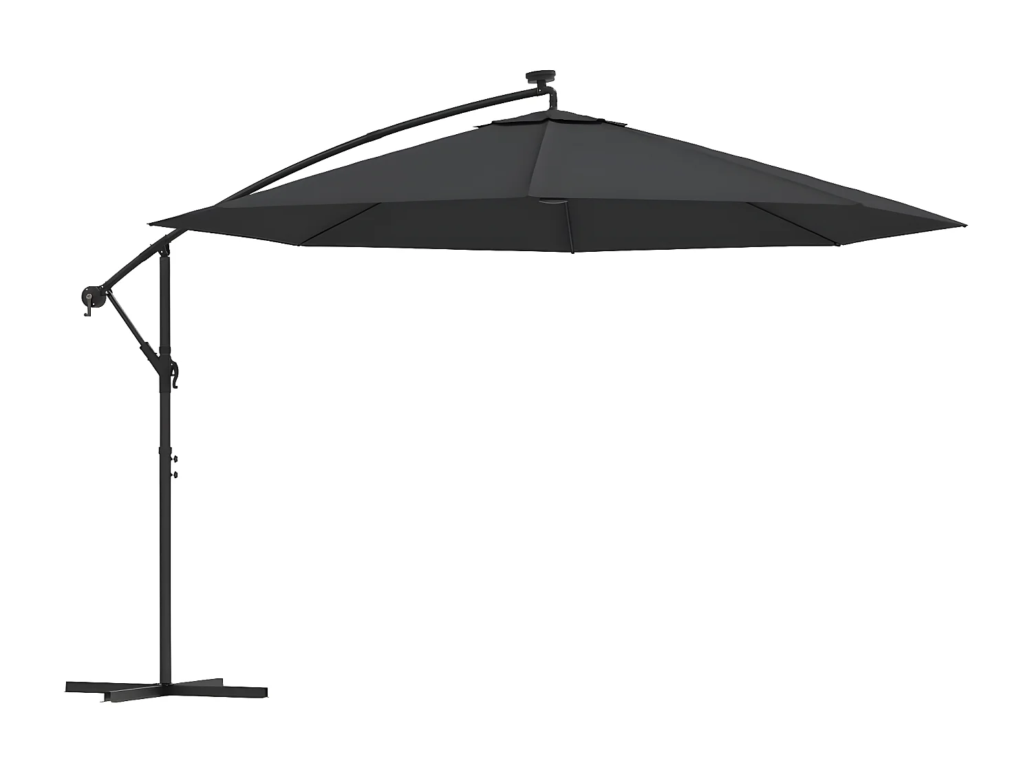Guarda-sol cantilever c/ luzes LED 350 cm preto