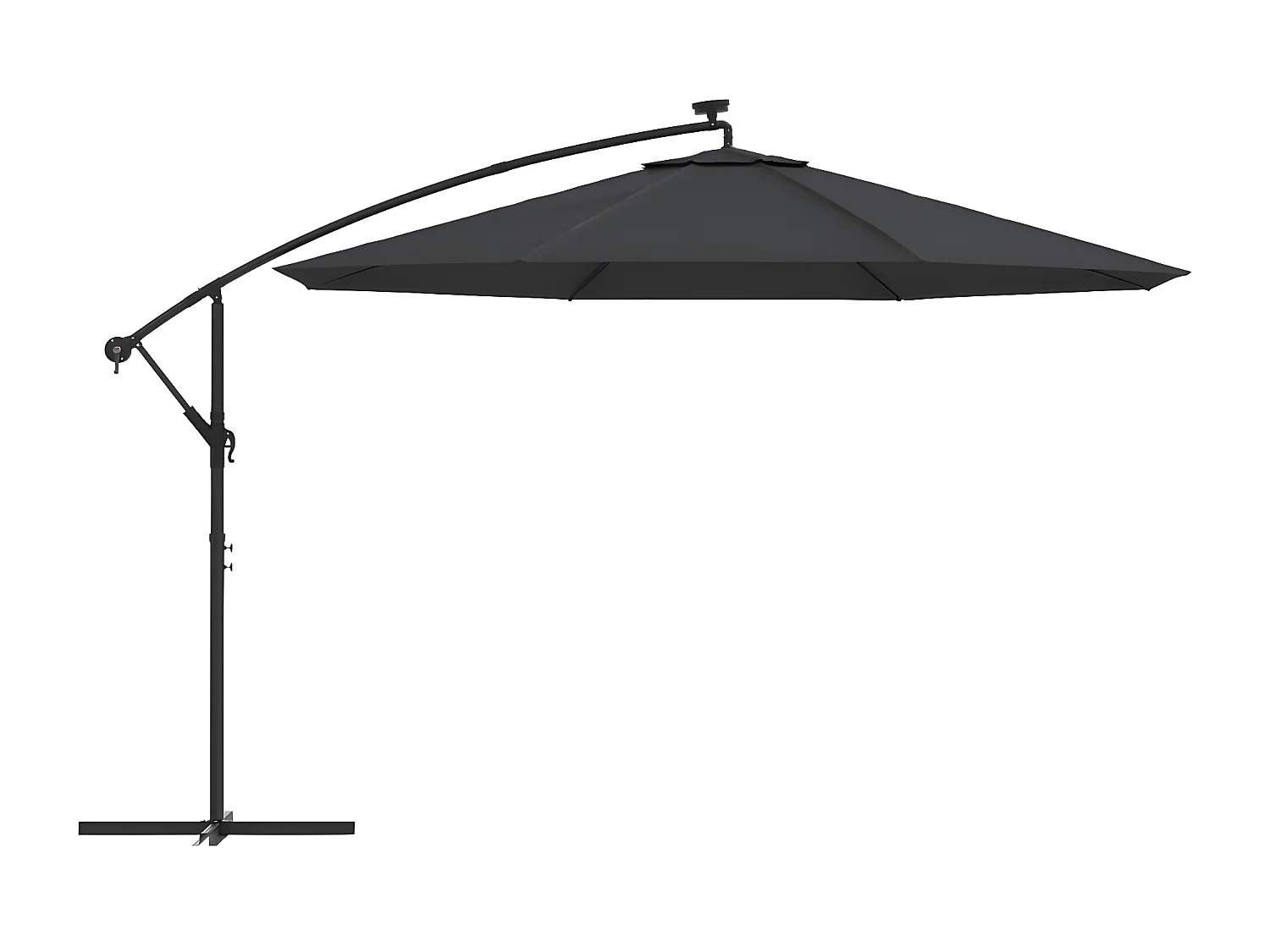 Guarda-sol cantilever c/ luzes LED 350 cm preto