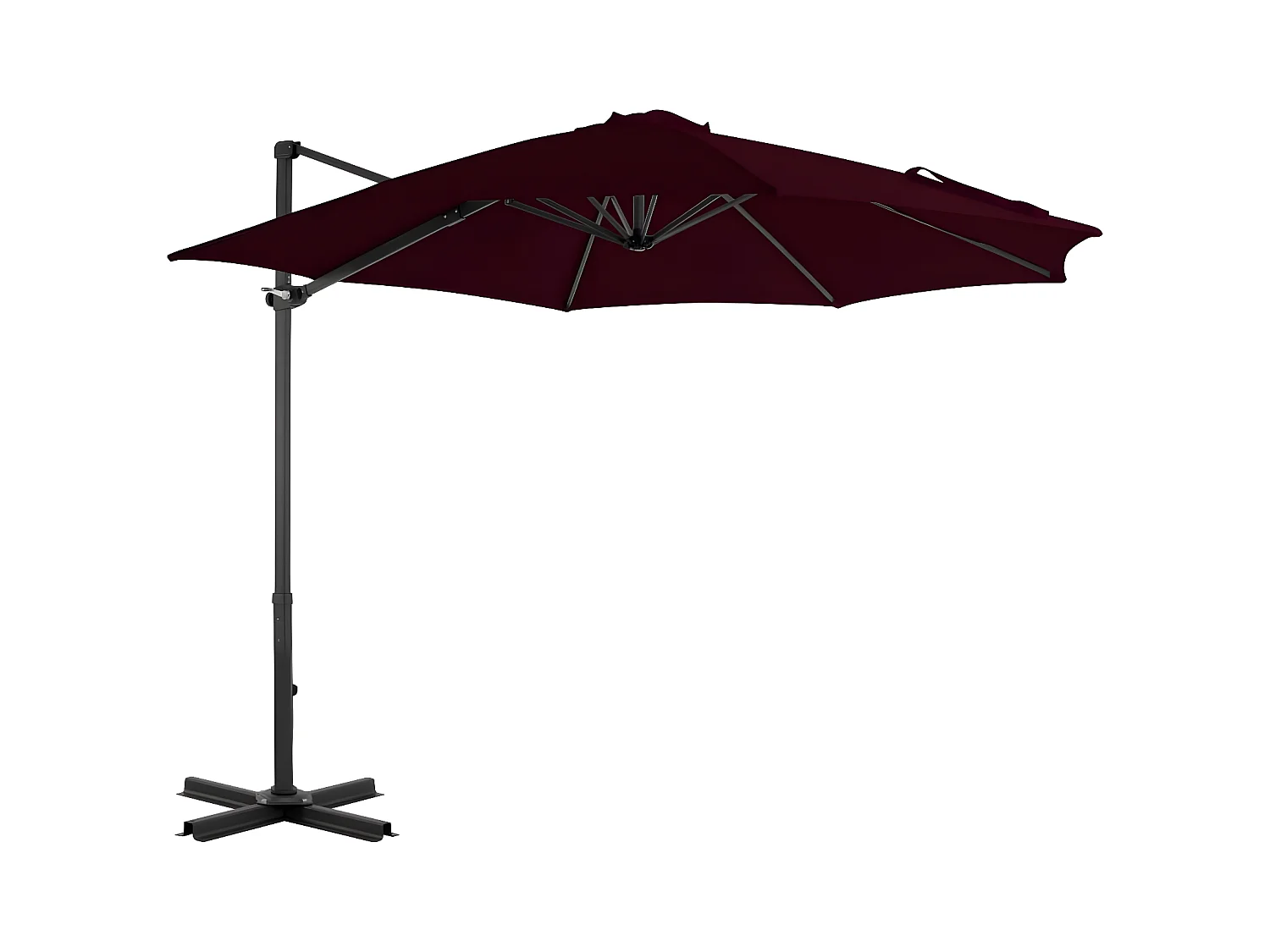 Parasol déporté avec mât en aluminium Rouge 300 cm