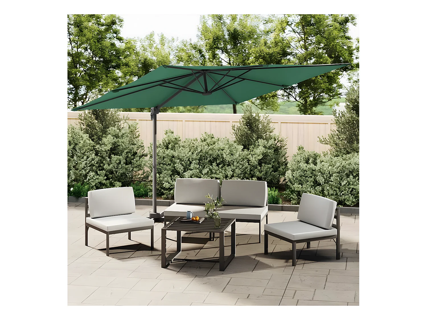 Parasol déporté avec mât en aluminium Vert 400x300 cm