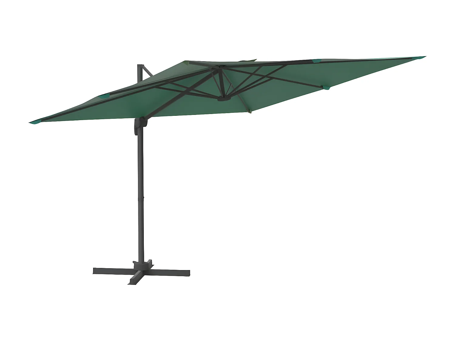 Parasol déporté avec mât en aluminium Vert 400x300 cm