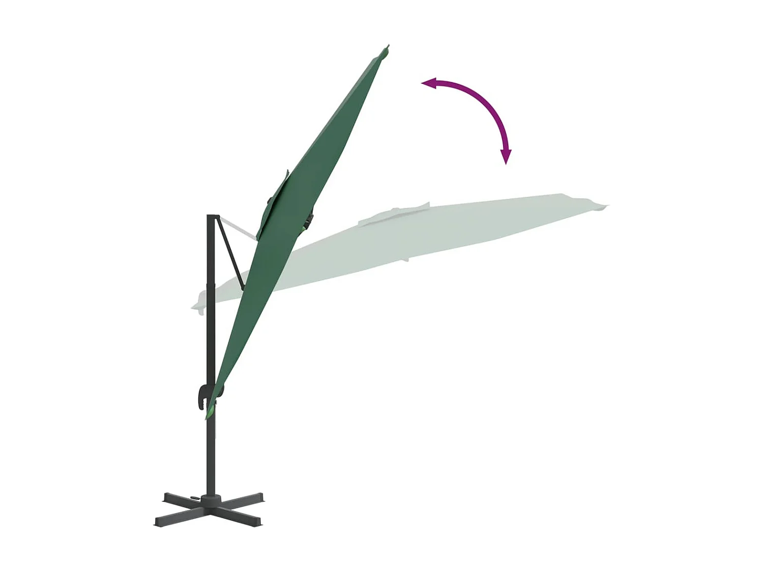 Parasol déporté avec mât en aluminium Vert 400x300 cm