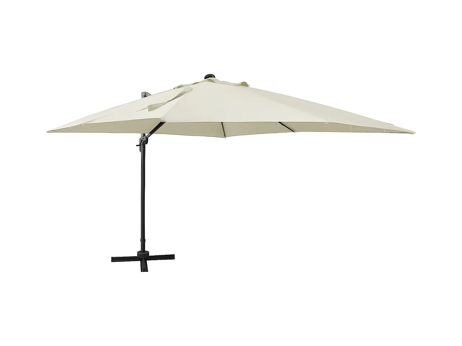 Parasol déporté avec mât et lumières LED Sable 300 cm