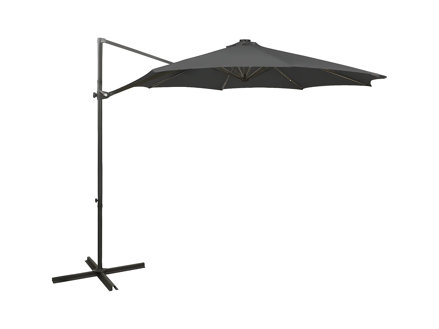 Parasol déporté avec mât et lumières LED Anthracite 300 cm