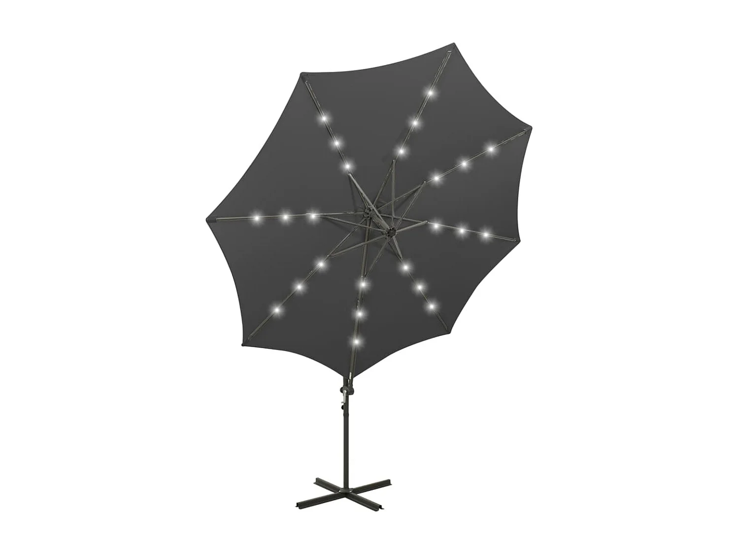 Parasol déporté avec mât et lumières LED Anthracite 300 cm