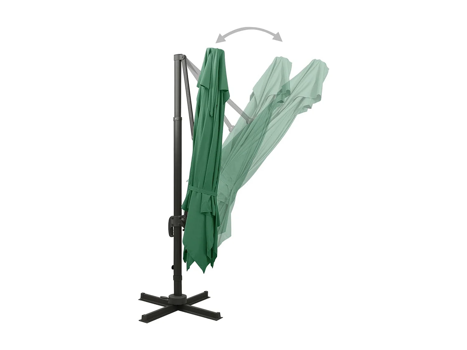 Sombrilla voladiza con doble techo verde 300x300 cm