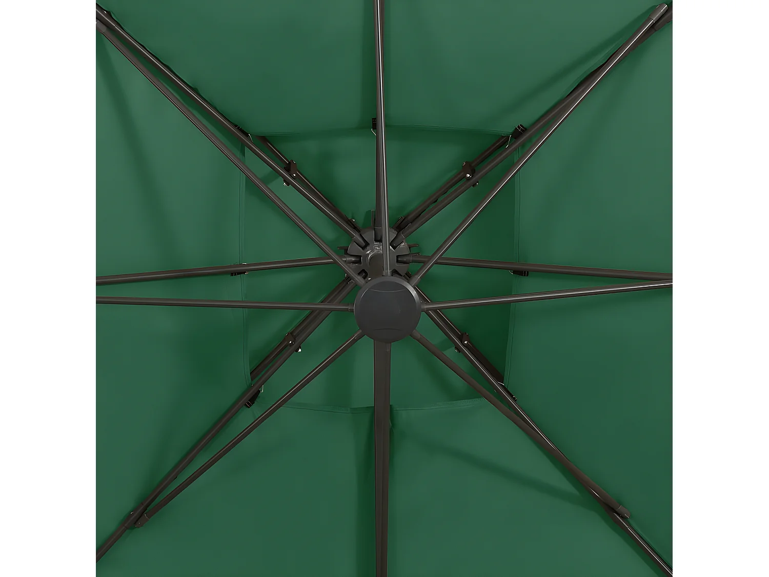 Sombrilla voladiza con doble techo verde 300x300 cm