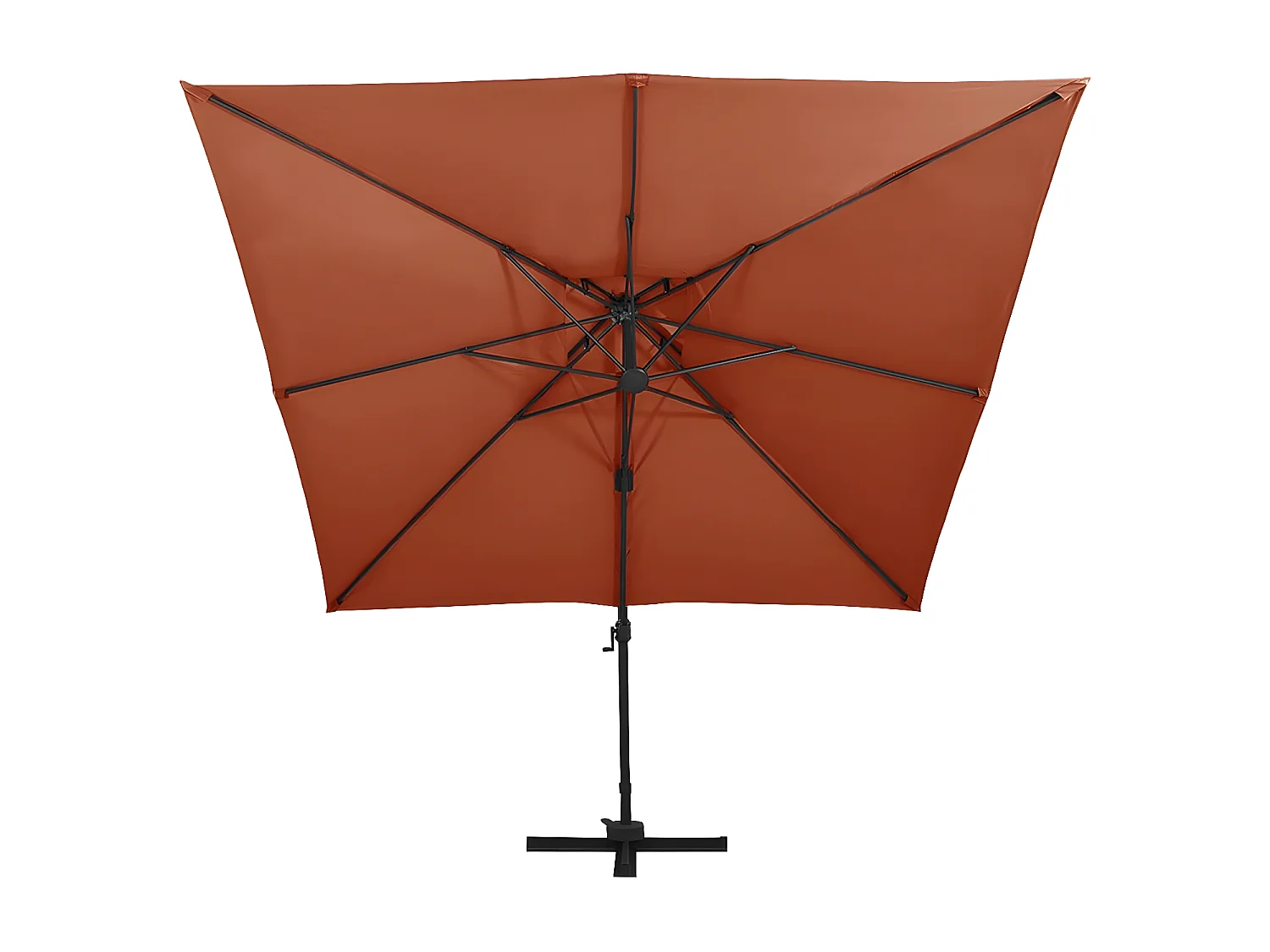 Sombrilla voladiza con doble techo terracota 300x300 cm