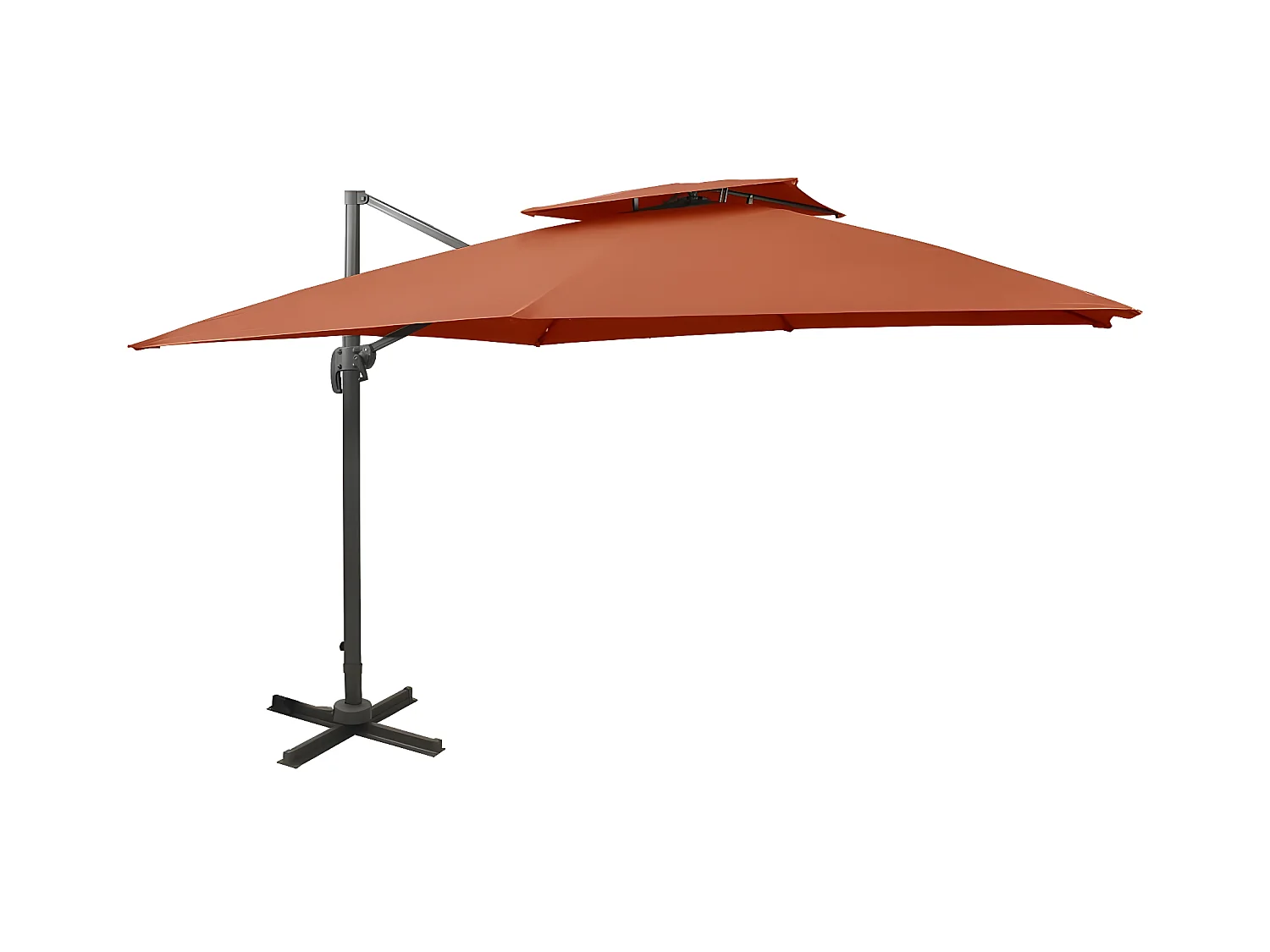 Zweefparasol met dubbel dak 300x300 cm terracottakleurig