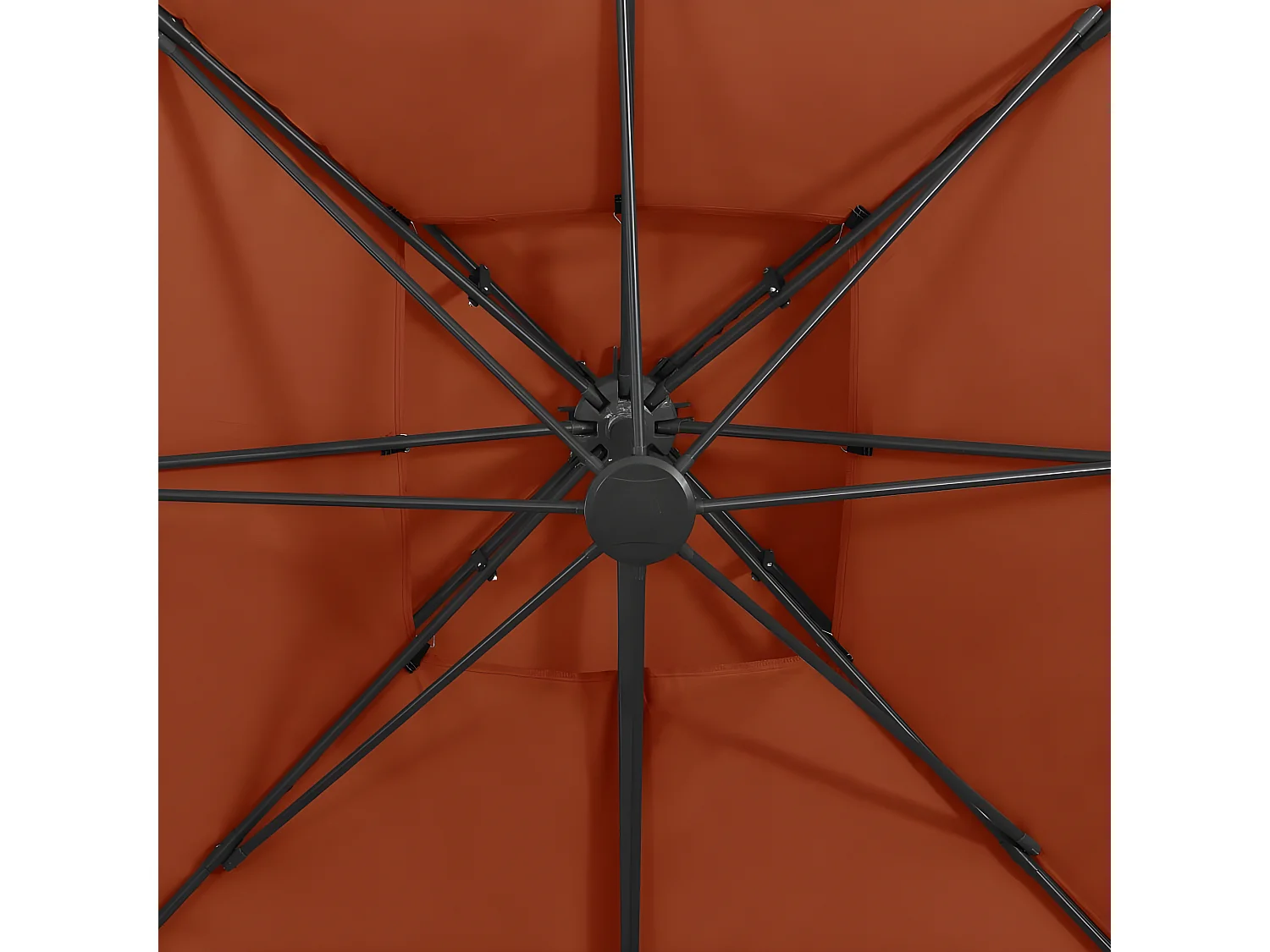 Guarda-sol cantilever com toldo duplo 300x300 cm terracota