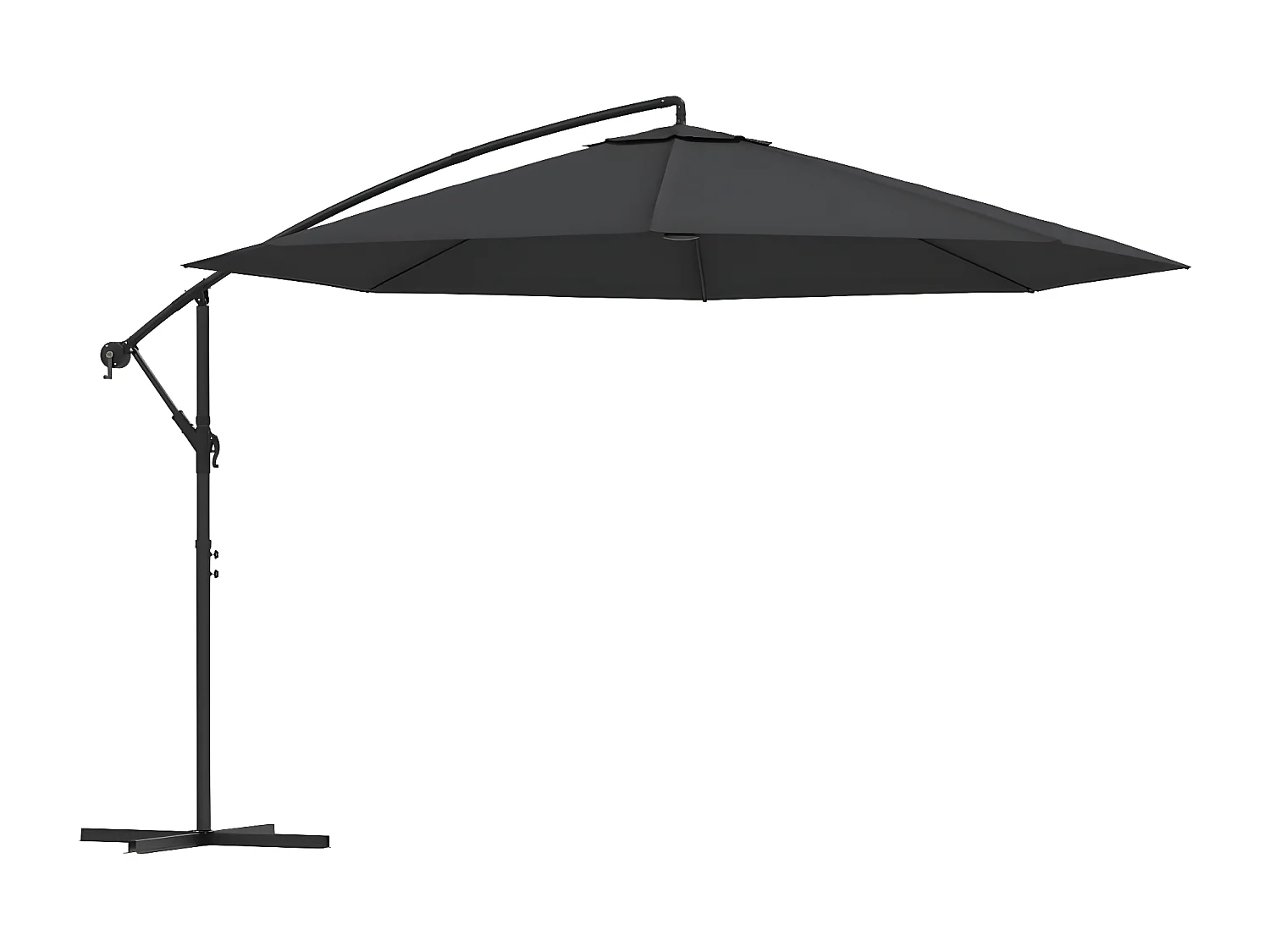 Parasol déporté avec mât en aluminium 350 cm Noir