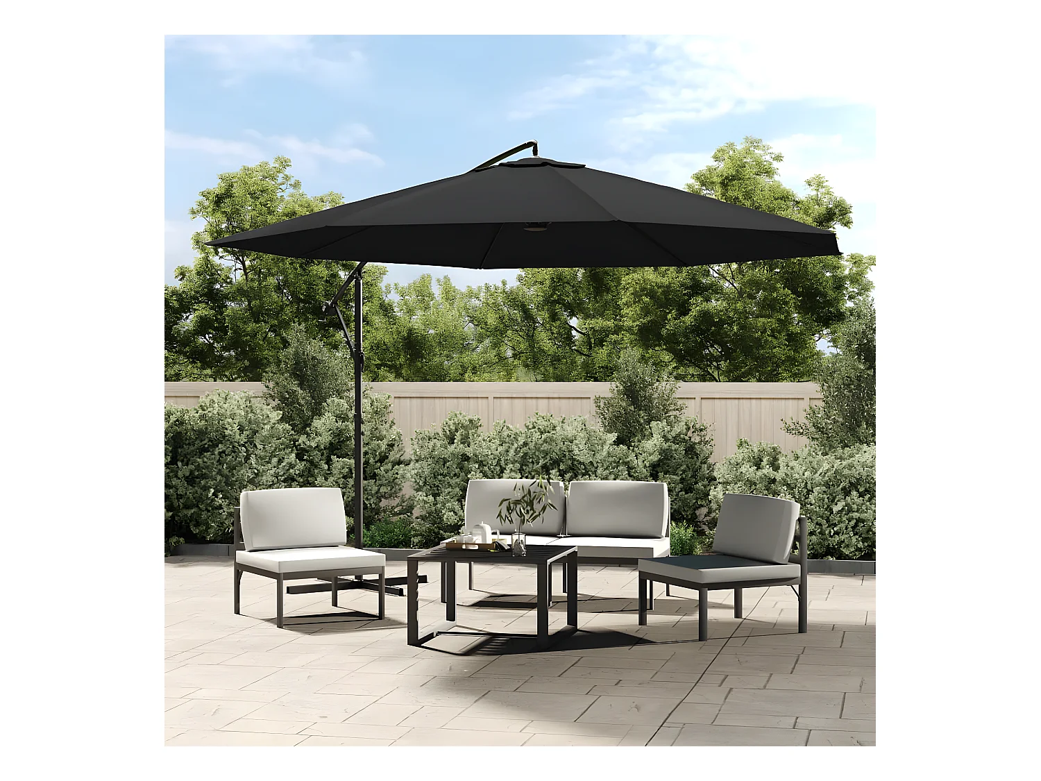 Parasol déporté avec mât en aluminium 350 cm Noir