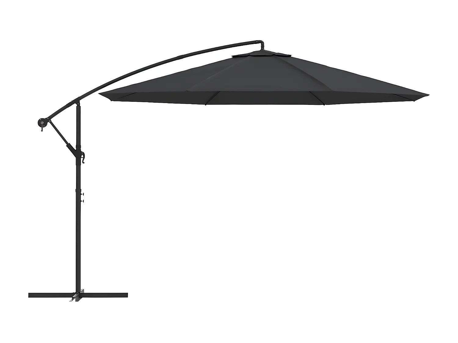 Parasol déporté avec mât en aluminium 350 cm Noir