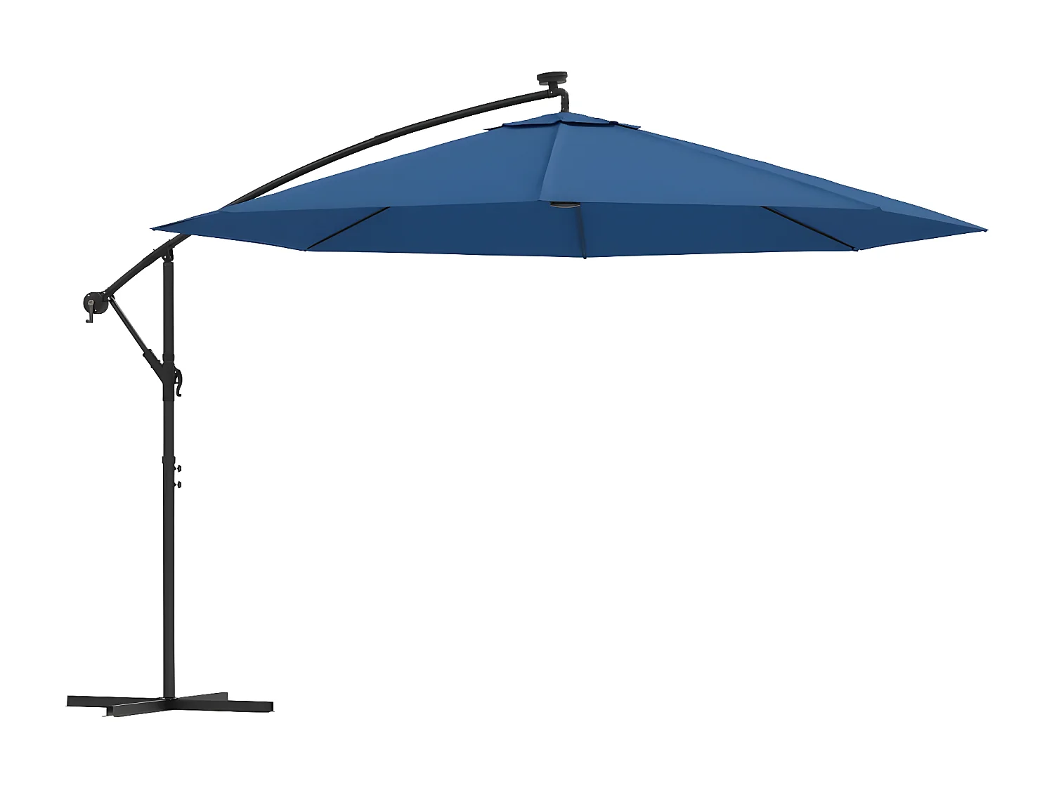 Parasol déporté avec lumières LED Bleu azuré 350 cm
