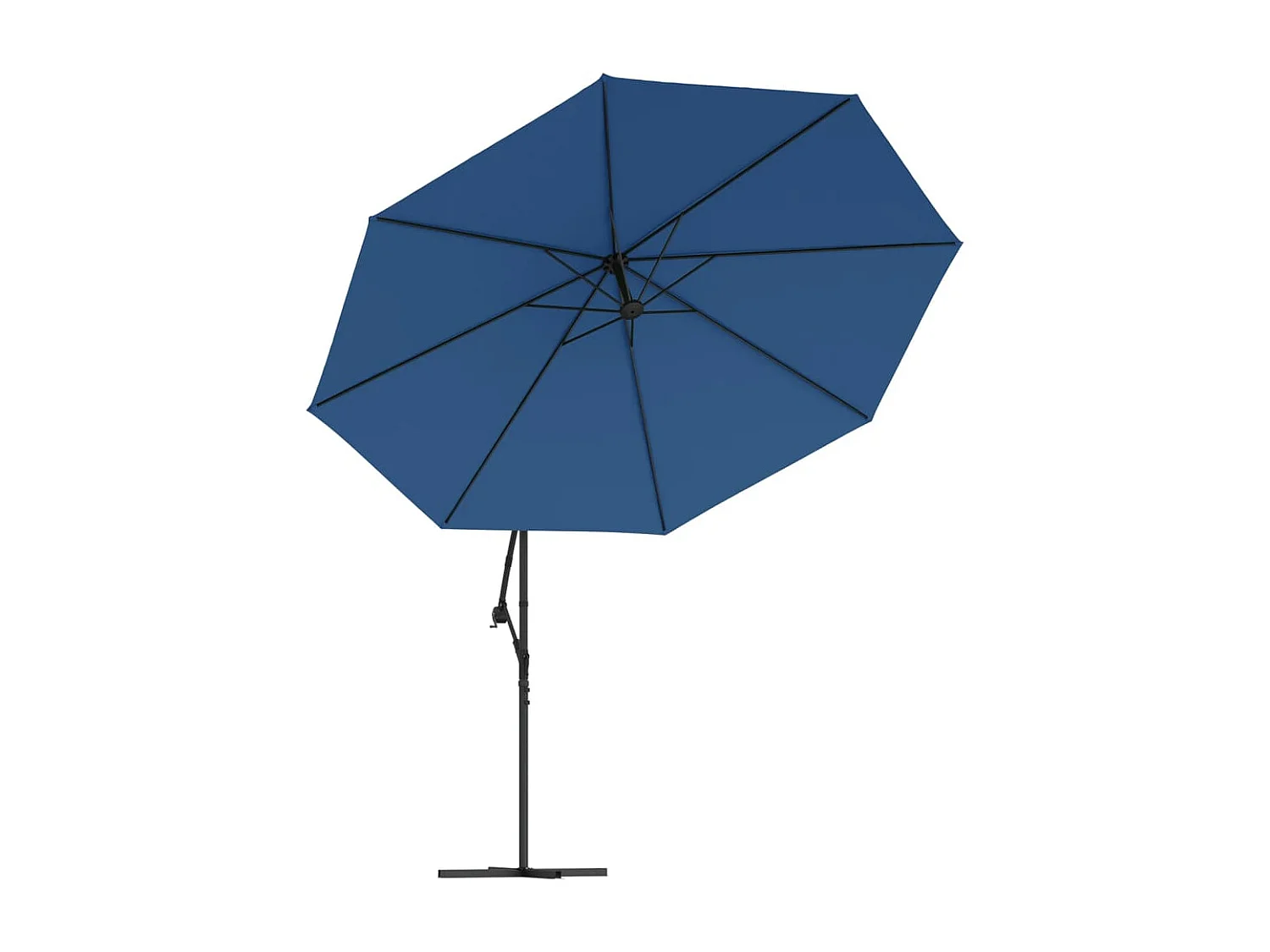 Parasol déporté avec lumières LED Bleu azuré 350 cm