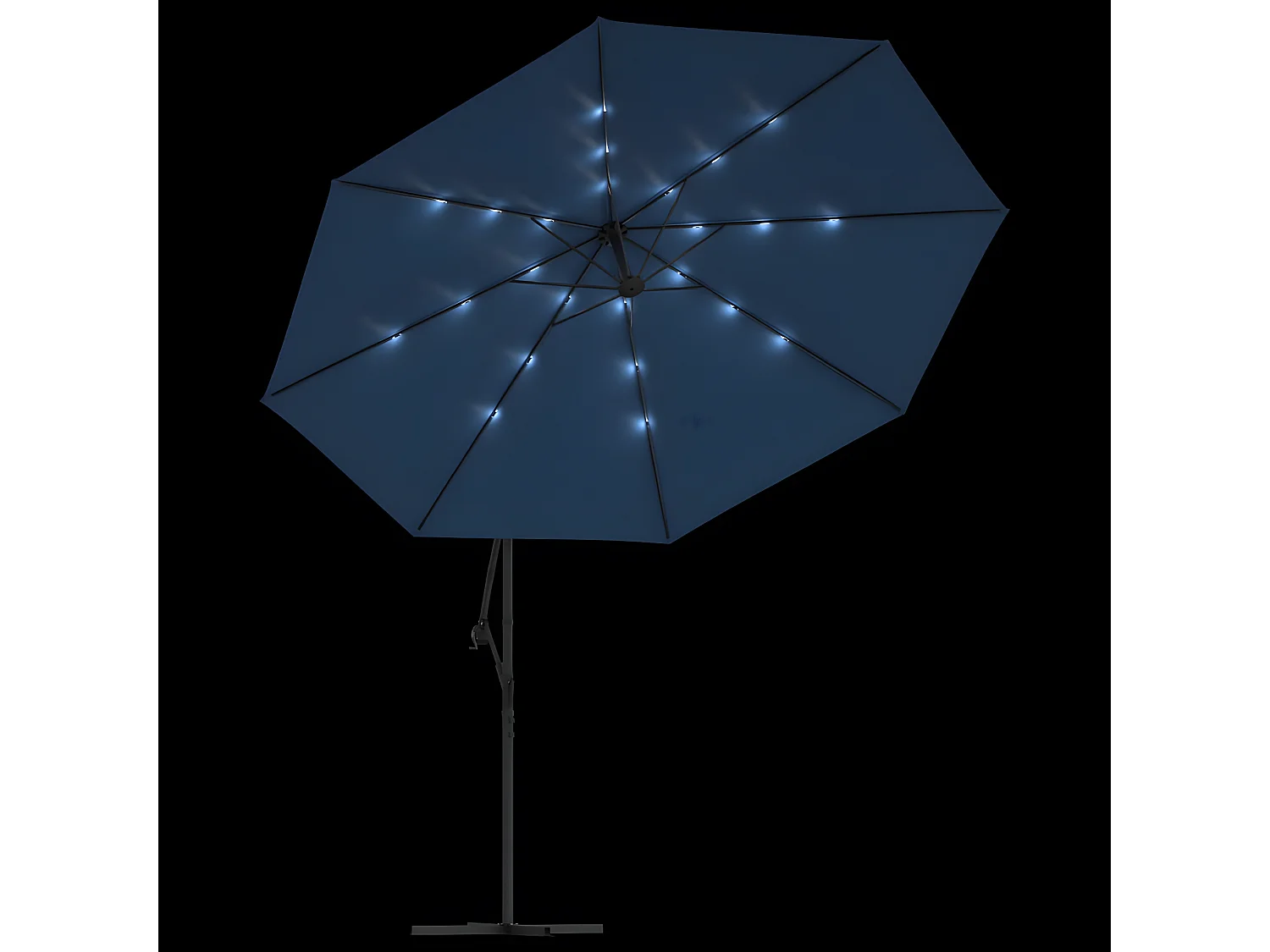 Parasol déporté avec lumières LED Bleu azuré 350 cm