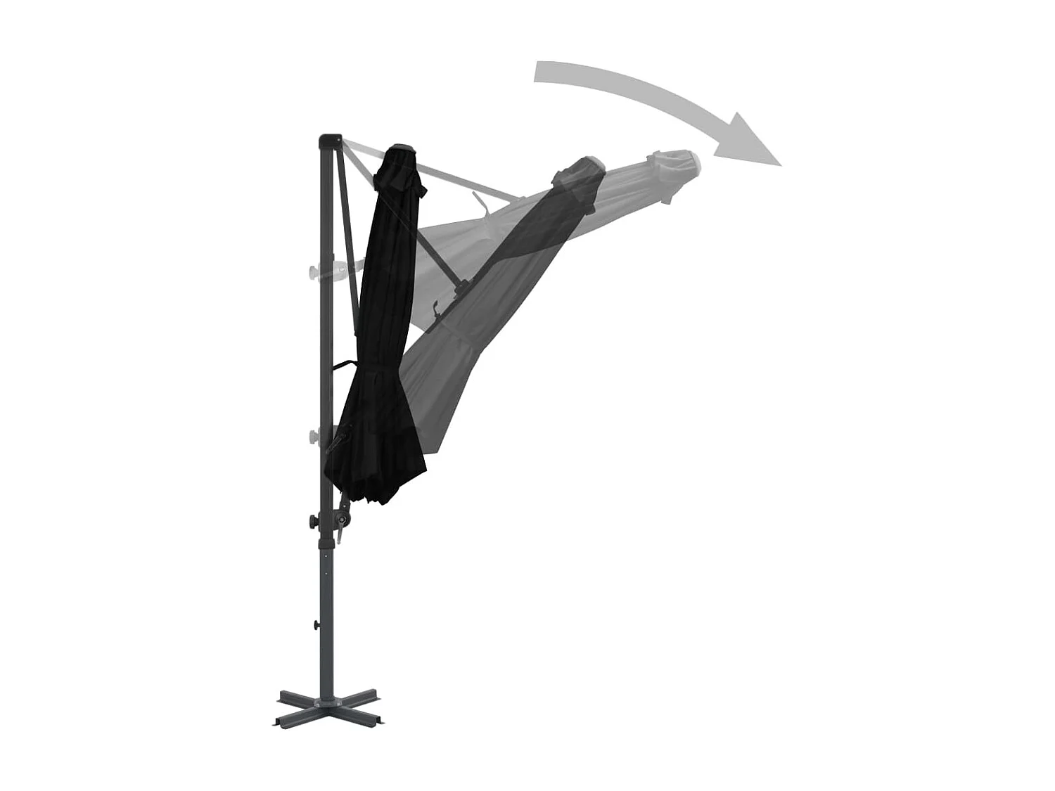 Guarda-sol cantilever poste alumínio 300 cm preto