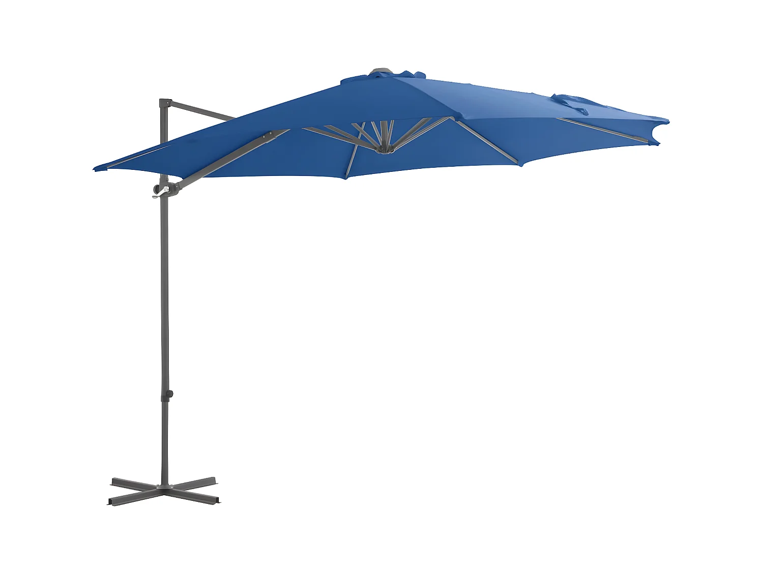 Guarda-sol cantilever com poste de aço 300 cm azul-ciano