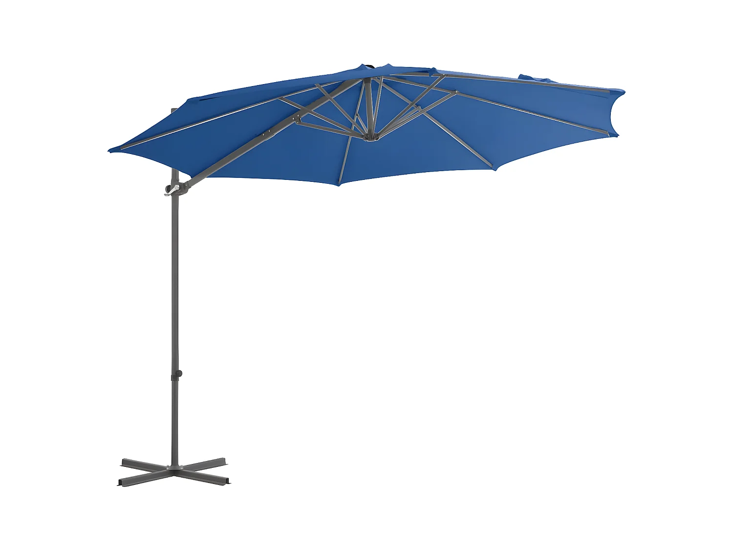 Guarda-sol cantilever com poste de aço 300 cm azul-ciano