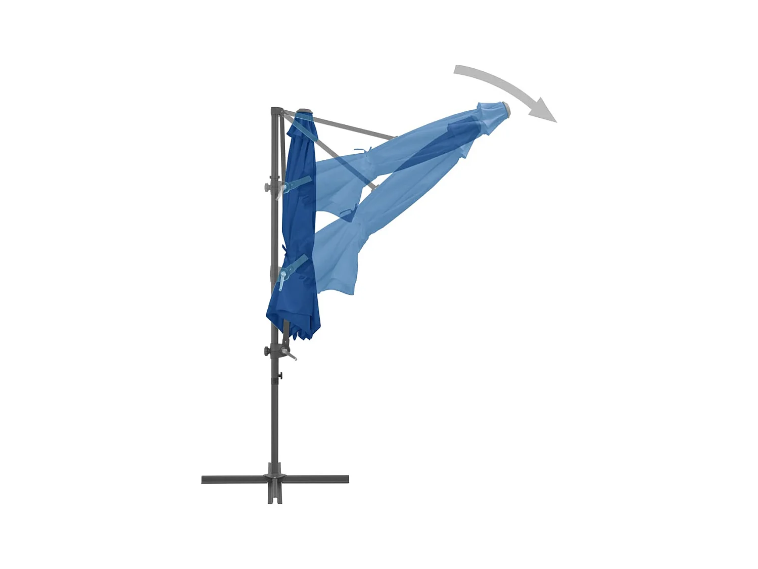 Guarda-sol cantilever com poste de aço 300 cm azul-ciano