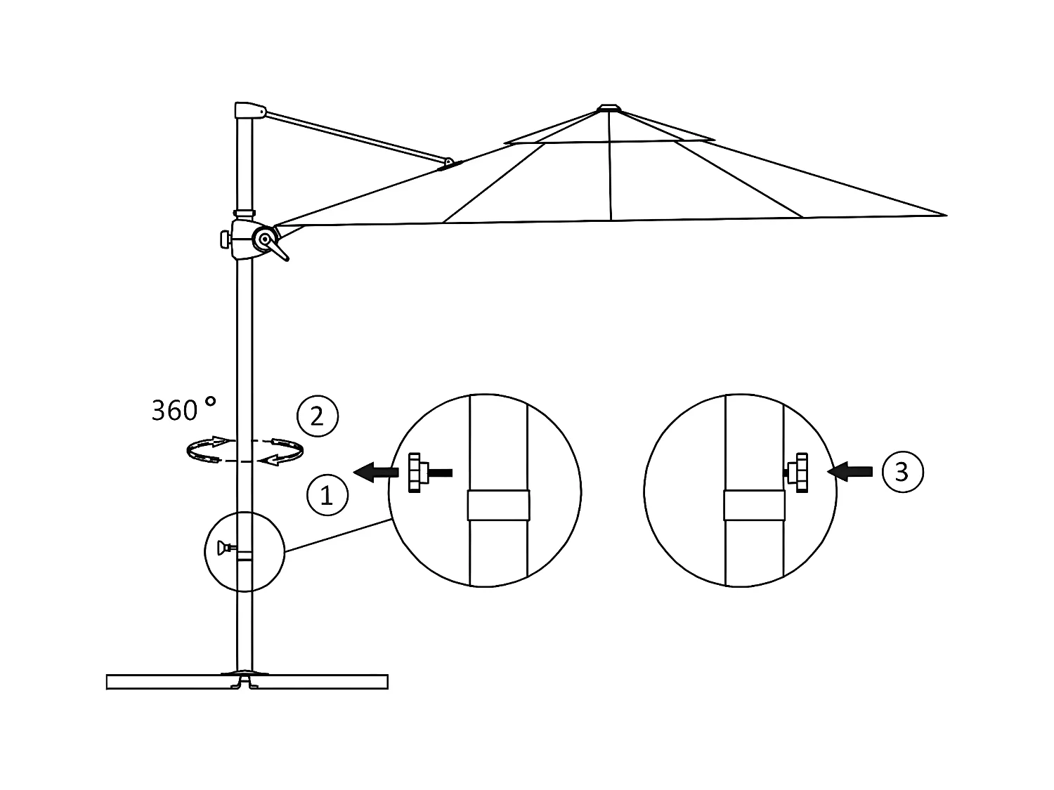 Guarda-sol cantilever com poste de aço 300 cm azul-ciano