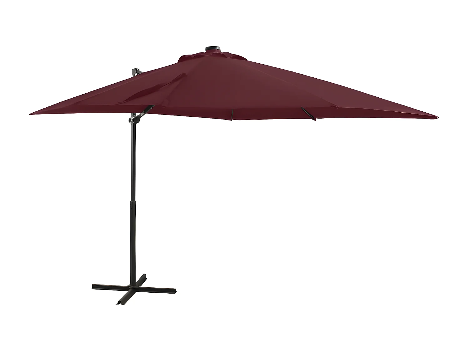 Parasol déporté avec mât et lumières LED Rouge bordeaux 250 cm