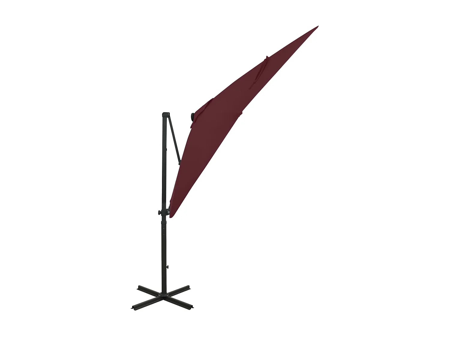 Parasol déporté avec mât et lumières LED Rouge bordeaux 250 cm