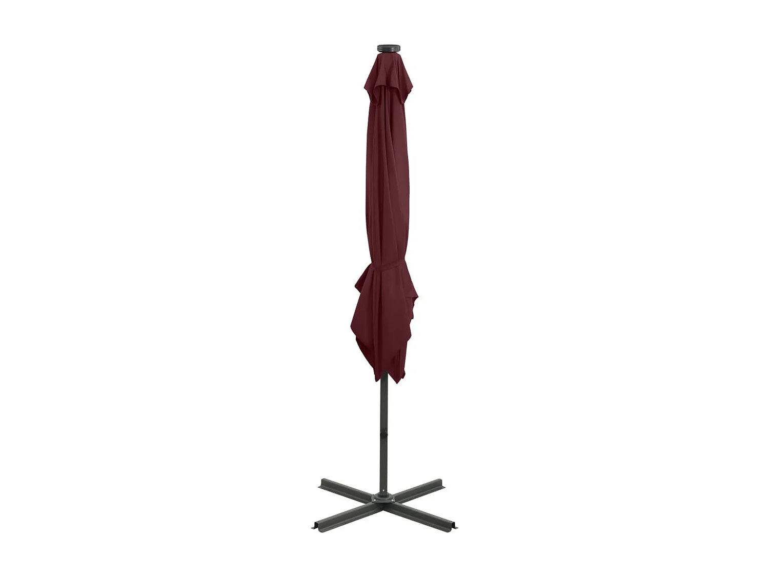 Parasol déporté avec mât et lumières LED Rouge bordeaux 250 cm