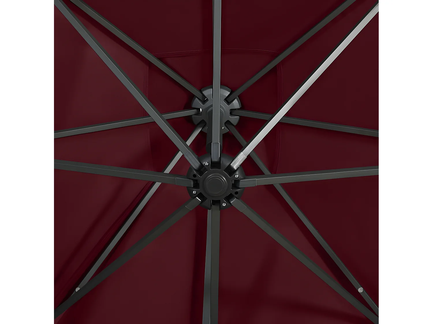 Parasol déporté avec mât et lumières LED Rouge bordeaux 250 cm