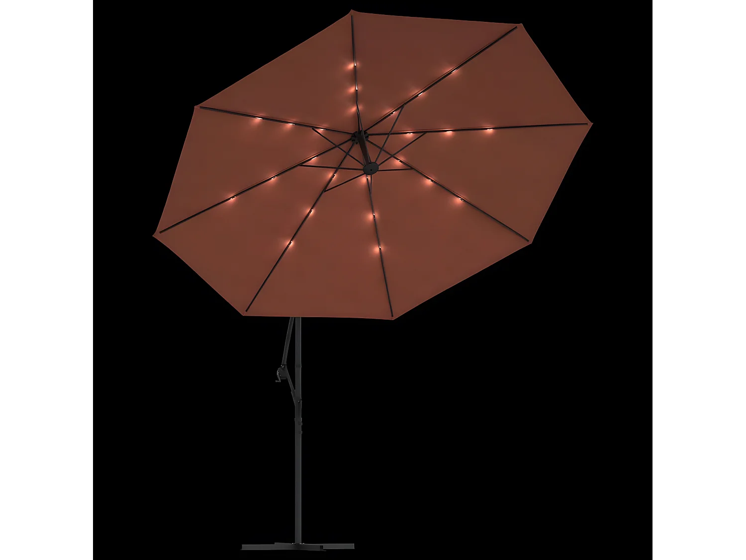 Parasol déporté avec lumières LED Terre cuite 350 cm