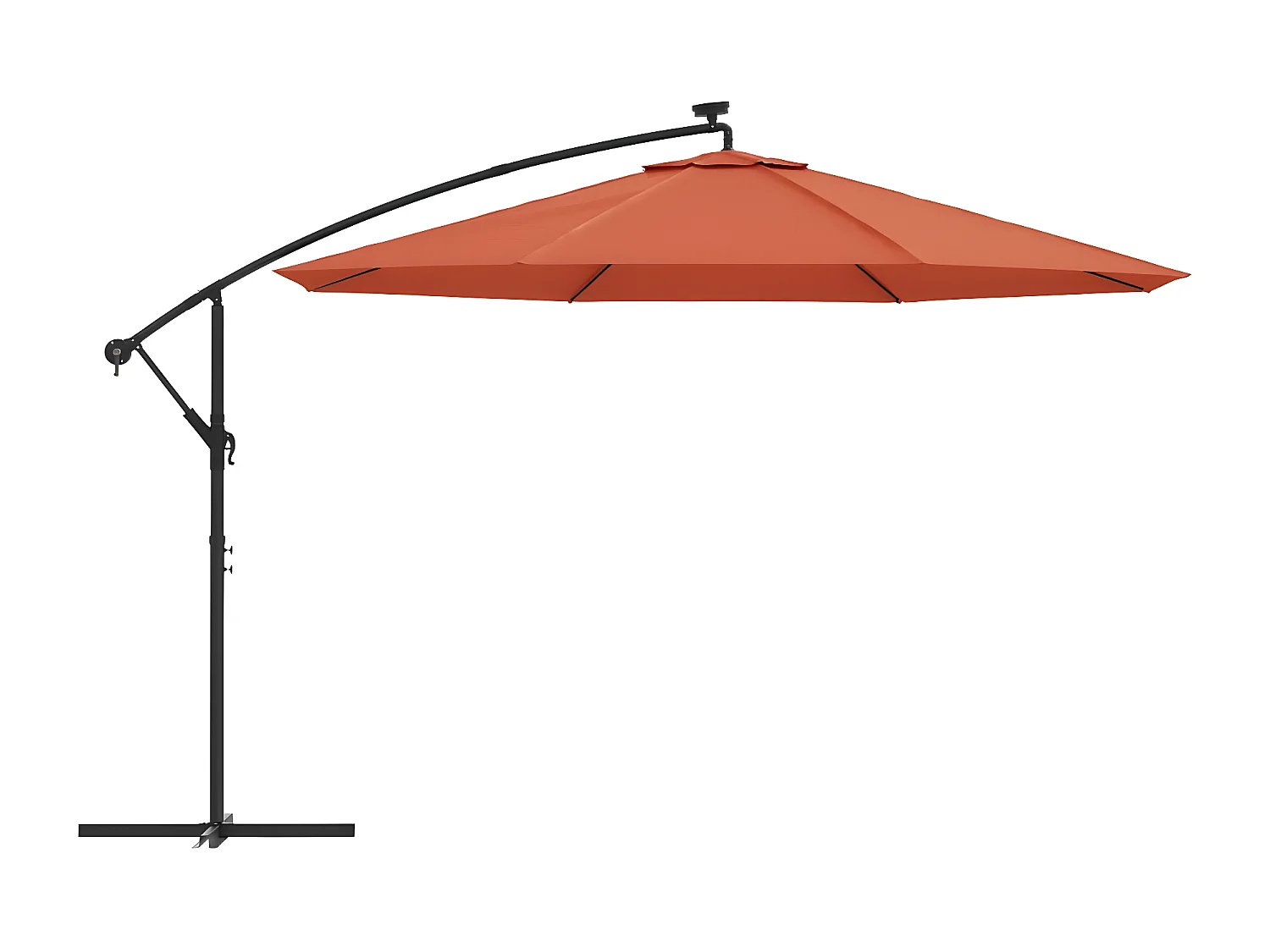 Guarda-sol cantilever c/ luzes LED 350 cm terracota
