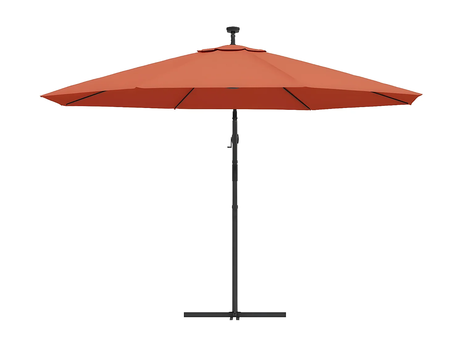 Guarda-sol cantilever c/ luzes LED 350 cm terracota