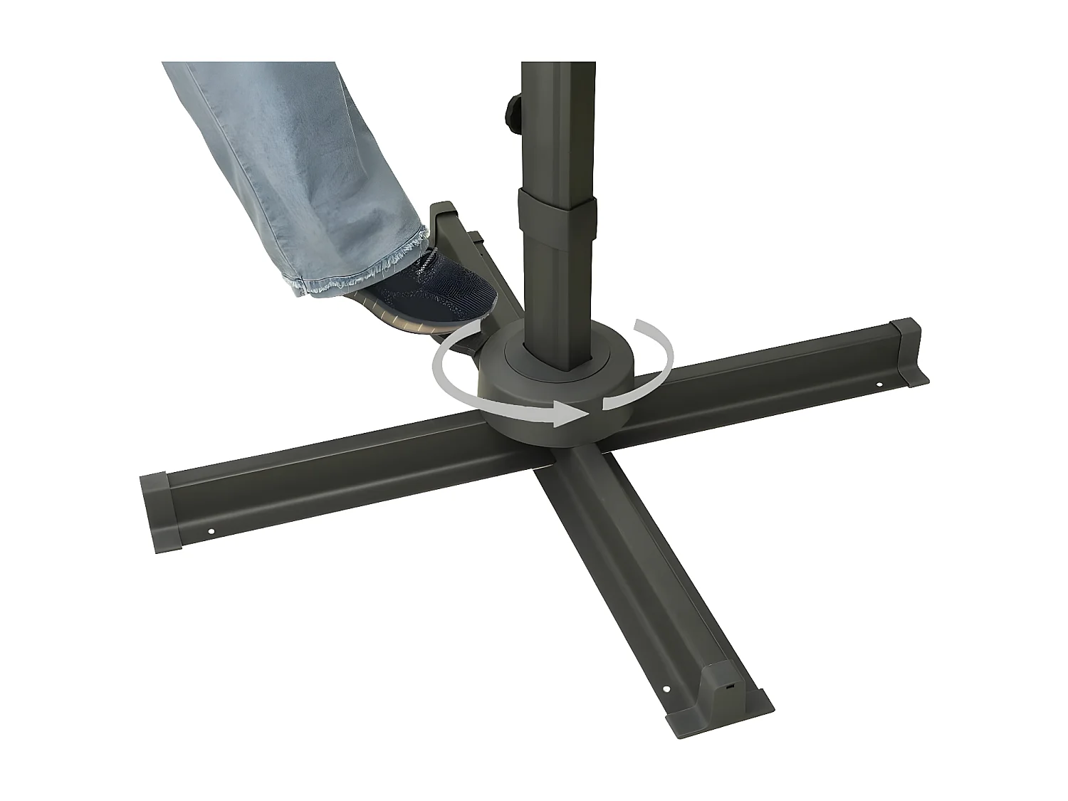 Guarda-sol cantilever c/ poste e luzes LED 300 cm antracite