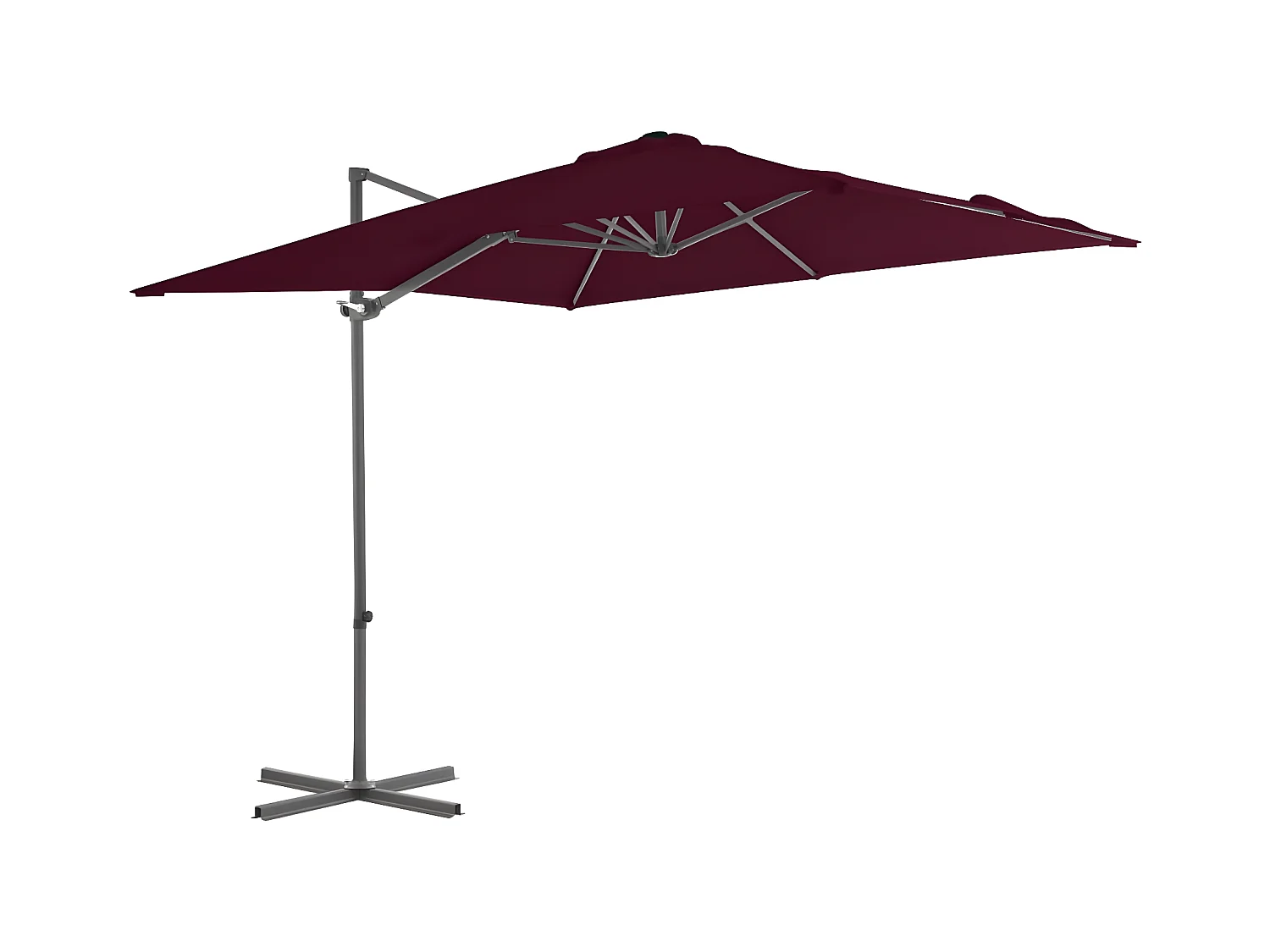 Parasol déporté avec mât en acier Rouge bordeaux 250x250 cm