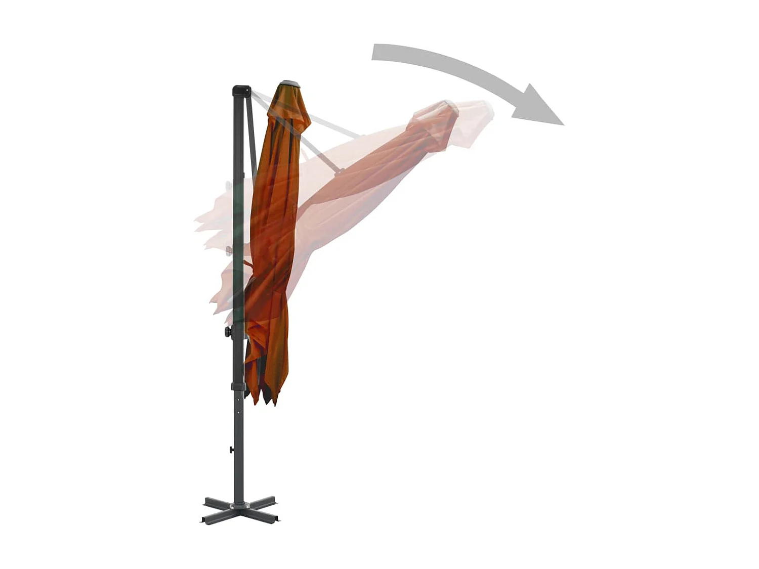 Guarda-sol cantilever com poste de alumínio 250x250cm terracota