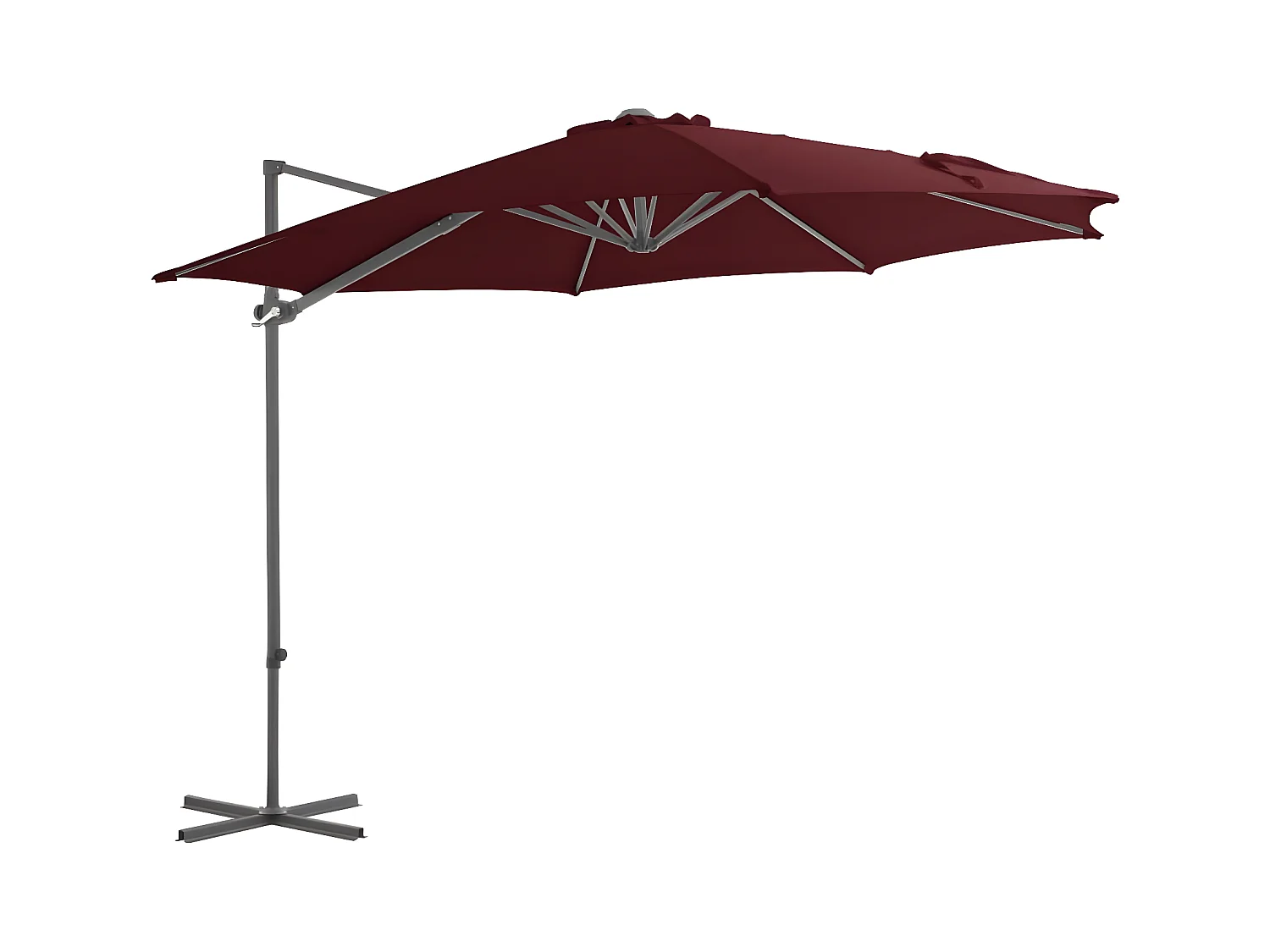 Parasol déporté avec mât en acier Rouge bordeaux 300 cm