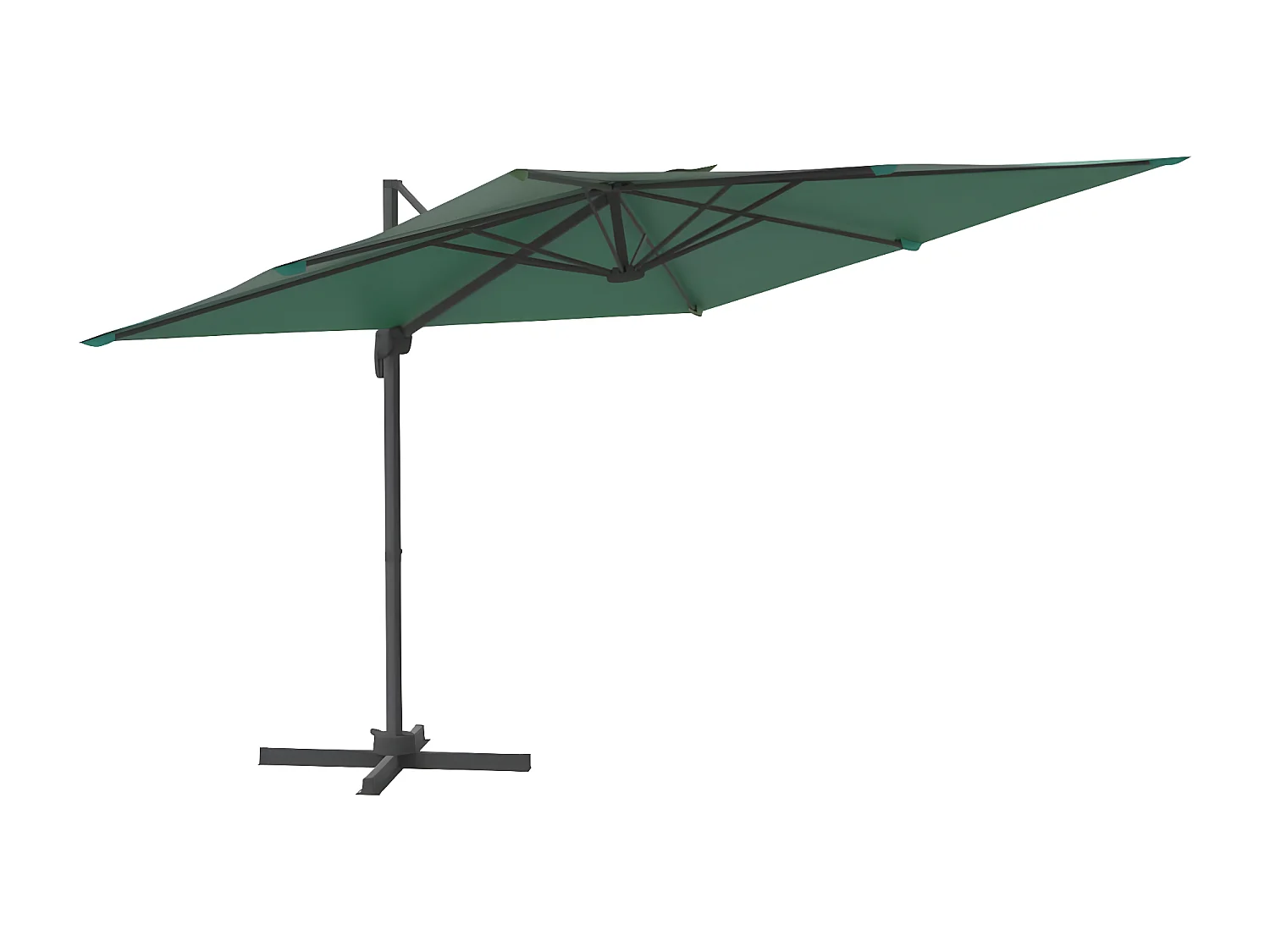 Parasol déporté avec mât en aluminium Vert 300x300 cm