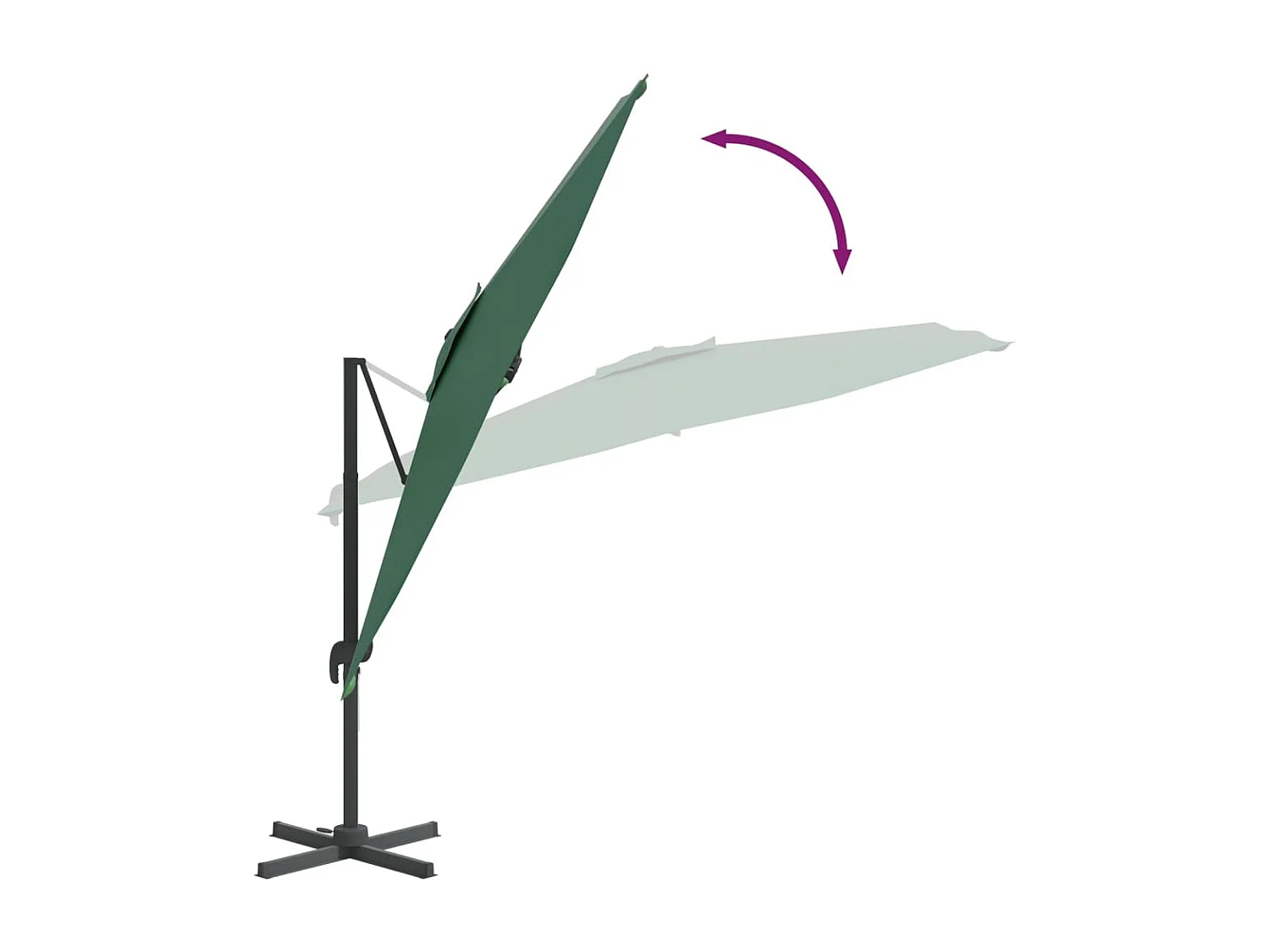 Parasol déporté avec mât en aluminium Vert 300x300 cm