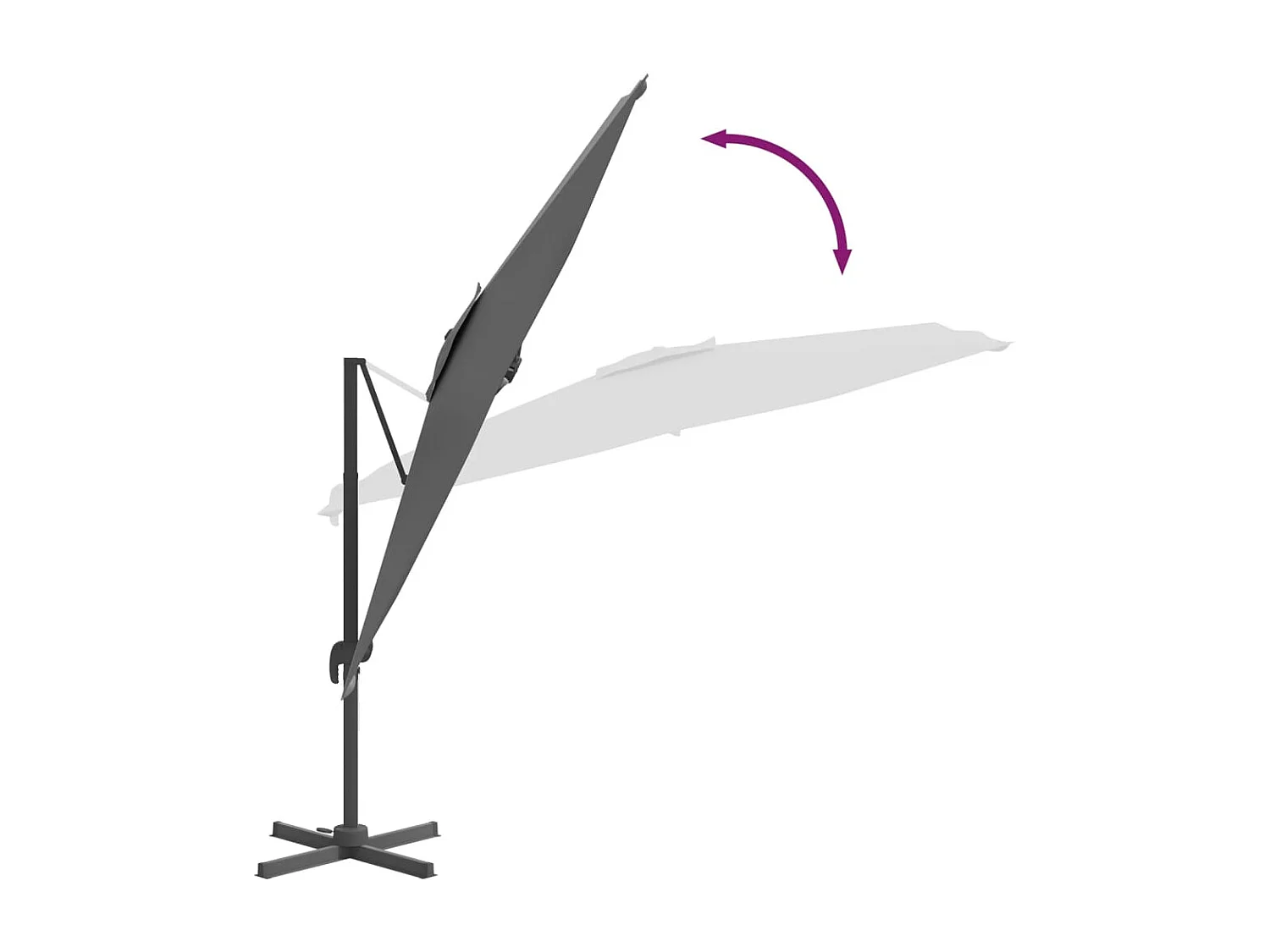 Sombrilla colgante poste de aluminio gris antracita 300x300 cm