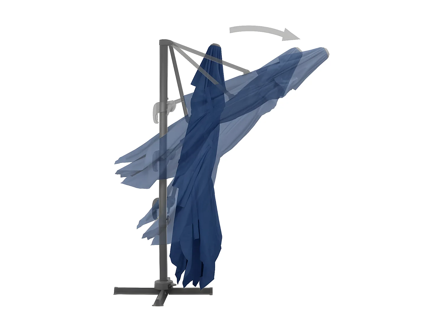 Sombrilla voladiza con poste de aluminio azul marino 4x3 m