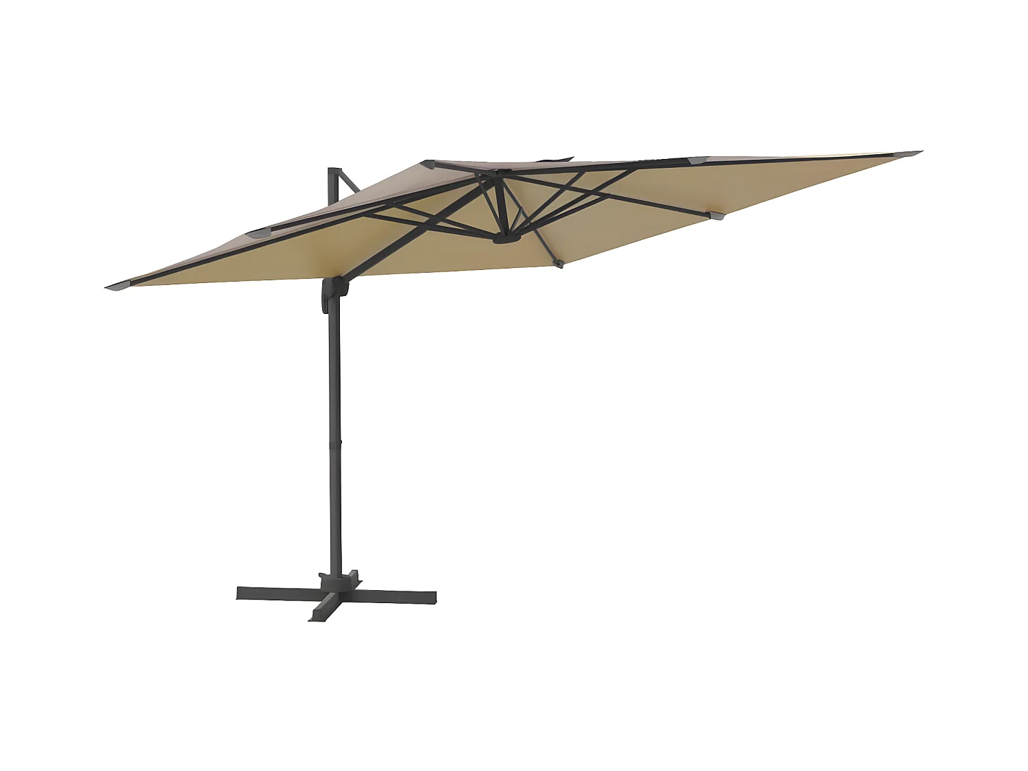Sombrilla colgante con poste de aluminio gris taupe 400x300 cm